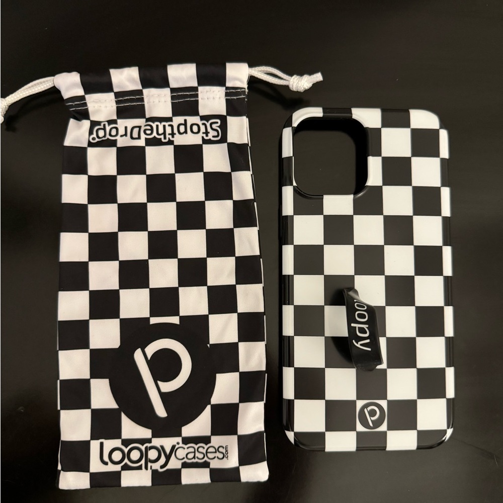 Black and White Checkered iPhone 12 Pro Max Loopy Case